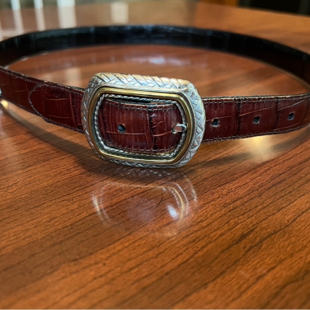 Elegant Marcus Two-Tone Reversible
Leather Belt with Silver Buckle